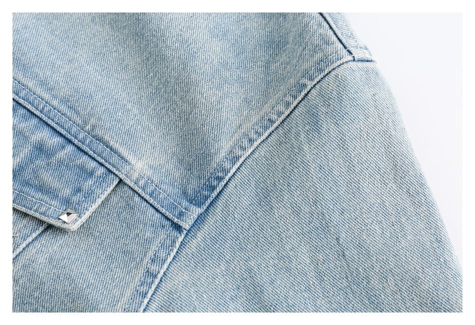 Leopard Print Trim Denim Chambray Jacket on Sale - Men's and Women's Long Sleeve Unique Style - Seakoff