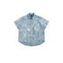 Light Blue Patchwork Denim Chambray Shirt on Sale - Men&