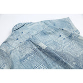 Light Blue Patchwork Denim Chambray Shirt on Sale - Men&