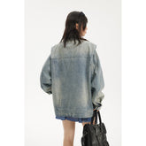 Light Blue Zipper Denim Chambray Jacket on Sale - Men&