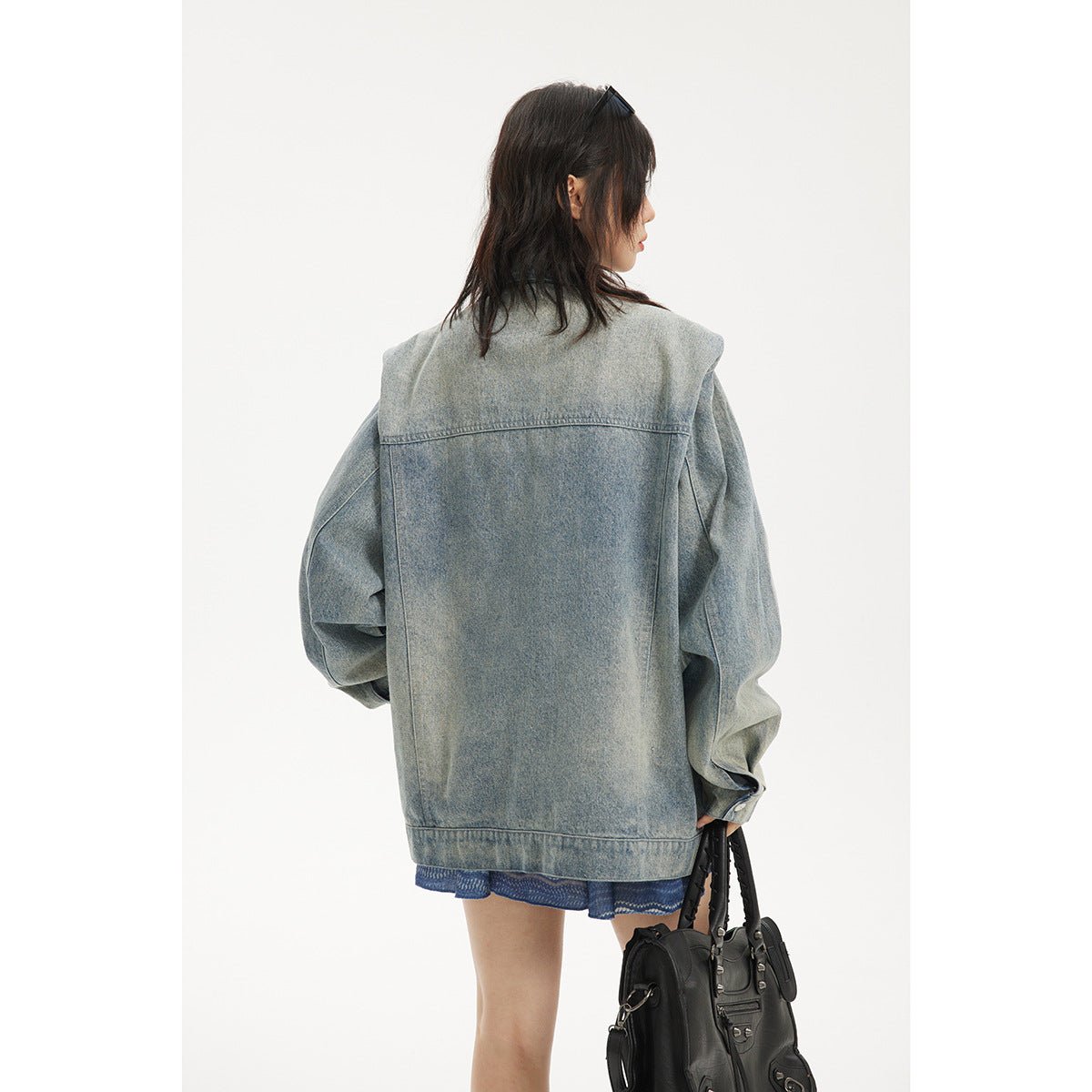 Light Blue Zipper Denim Chambray Jacket on Sale - Men's and Women's Long Sleeve Classic Style - Seakoff
