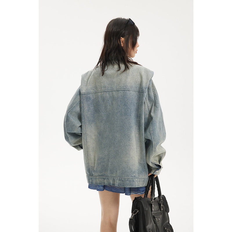 Light Blue Zipper Denim Chambray Jacket on Sale - Men's and Women's Long Sleeve Classic Style - Seakoff