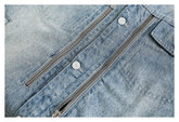 Light Blue Zipper Denim Chambray Jacket on Sale - Men&