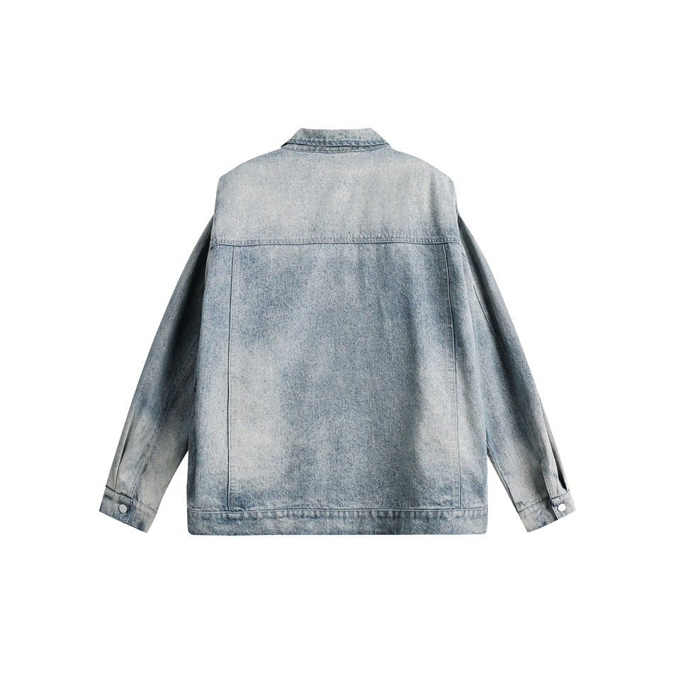 Light Blue Zipper Denim Chambray Jacket on Sale - Men's and Women's Long Sleeve Classic Style - Seakoff
