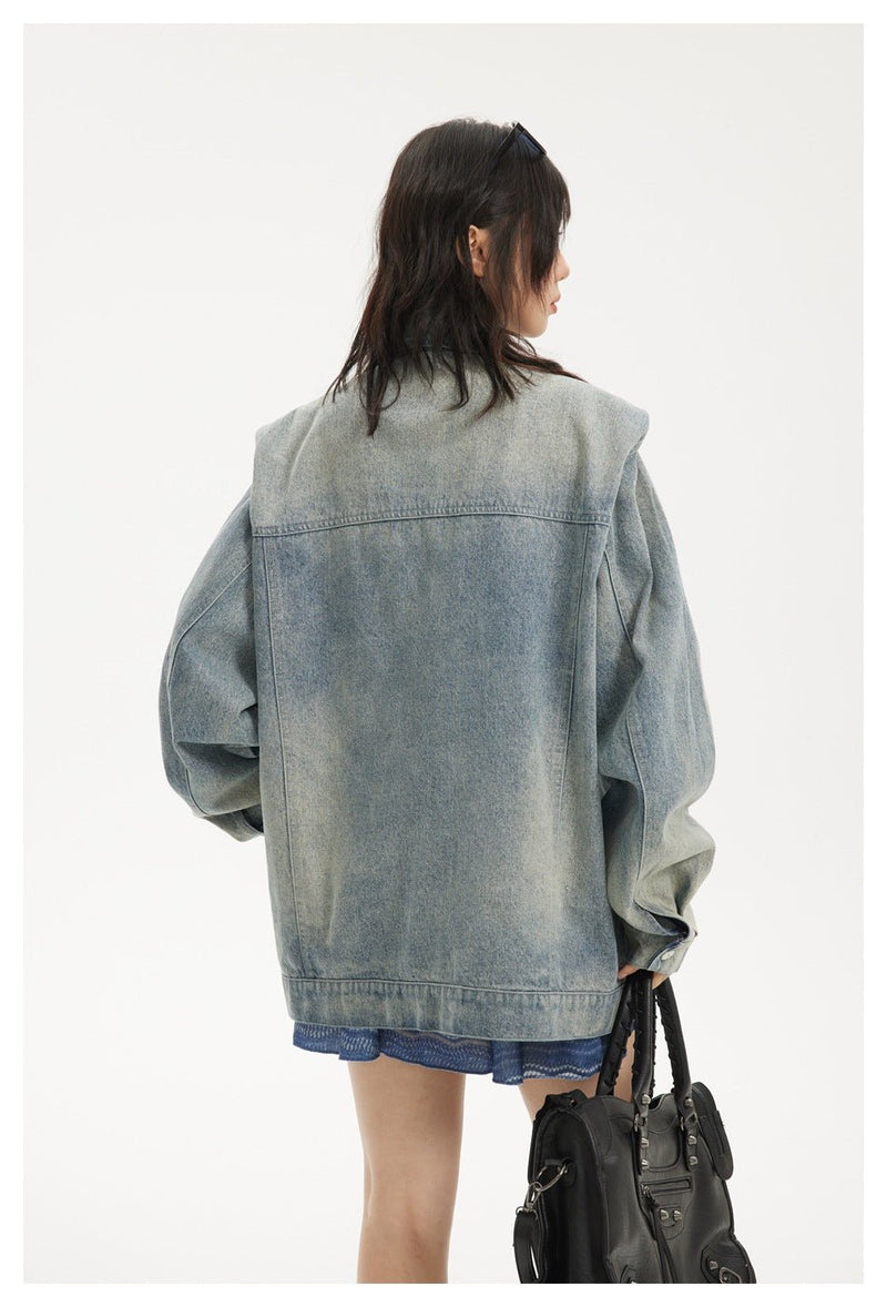 Light Blue Zipper Denim Chambray Jacket on Sale - Men's and Women's Long Sleeve Classic Style - Seakoff