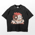 The Retro Sukuna Parody T-Shirt by Jujutsu Kaisen is a vintage, oversized tee featuring a quirky cartoon character with red spiky hair, dual-colored face, asymmetrical eyes, and a mischievous grin. Perfect for anime streetwear fans.