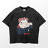 The Vintage Parody Jujutsu Kaisen Itadori Yuji T-Shirt by Jujutsu Kaisen features the character with spiky red hair and large eyes, pondering with a fist to their chin. Made from premium cotton, it has a slightly worn texture that enhances its retro anime streetwear appeal.