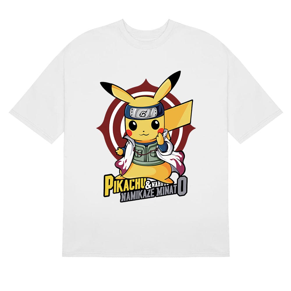 Naruto Shippuden Pikachu Minato Crossover Graphic T - Shirt - Anime Mashup Apparel - Seakoff