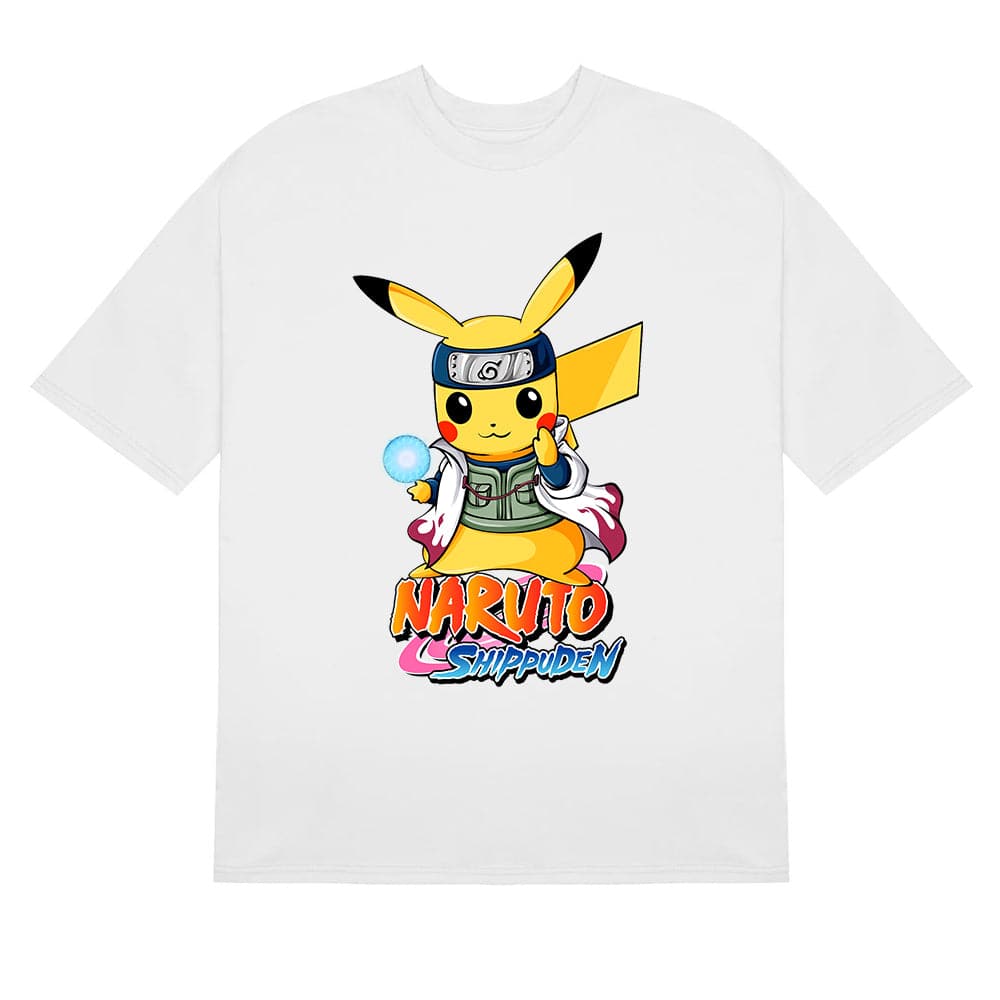 Naruto Shippuden Pikachu Ninja Crossover Graphic T - Shirt - Anime Mashup Apparel - Seakoff