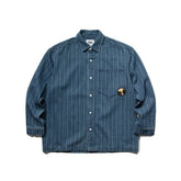 Neviraler Retro Amekaji Long - Sleeved Shirt Casual Loose Vertical Stripes Denim Shirt Men&