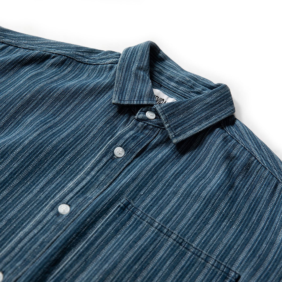 Neviraler Retro Amekaji Long - Sleeved Shirt Casual Loose Vertical Stripes Denim Shirt Men's Nra30 - Seakoff
