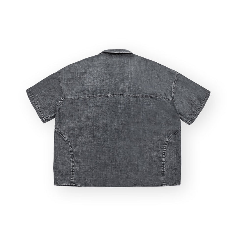 Patchwork Denim Chambray Shirt on Sale - Men's and Women's Short Sleeve Vintage Style - Seakoff