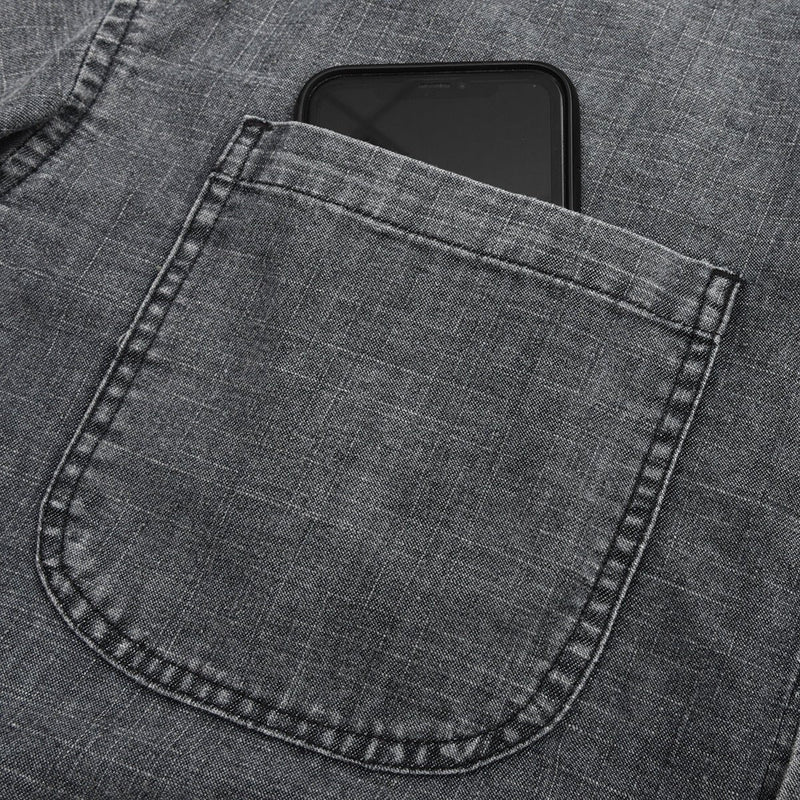 Patchwork Denim Chambray Shirt on Sale - Men's and Women's Short Sleeve Vintage Style - Seakoff