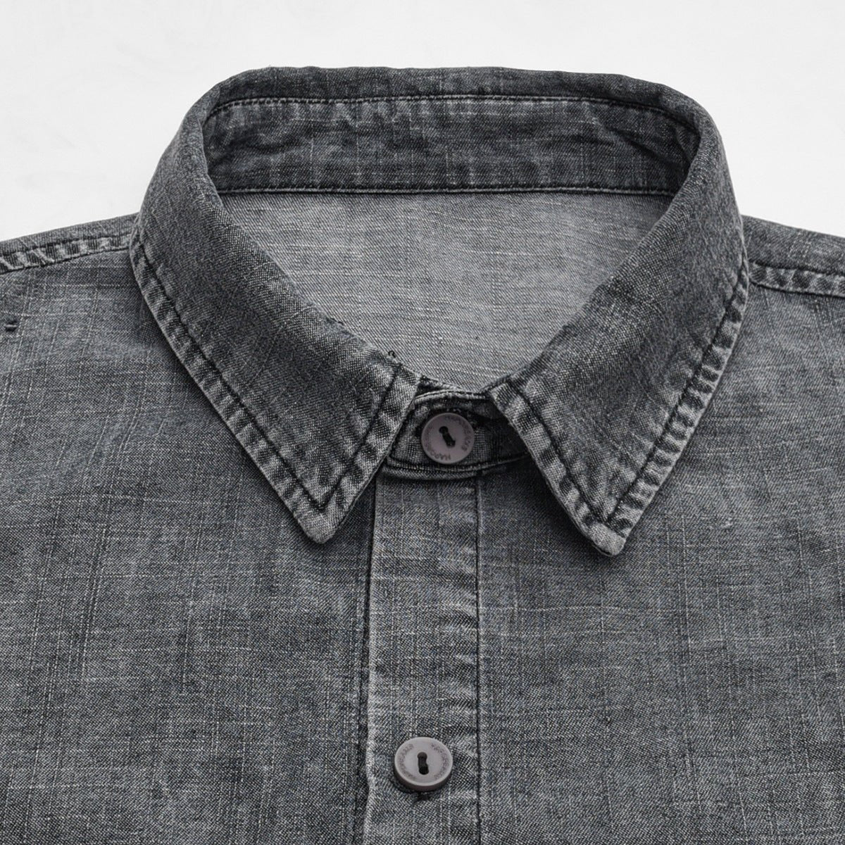 Patchwork Denim Chambray Shirt on Sale - Men's and Women's Short Sleeve Vintage Style - Seakoff