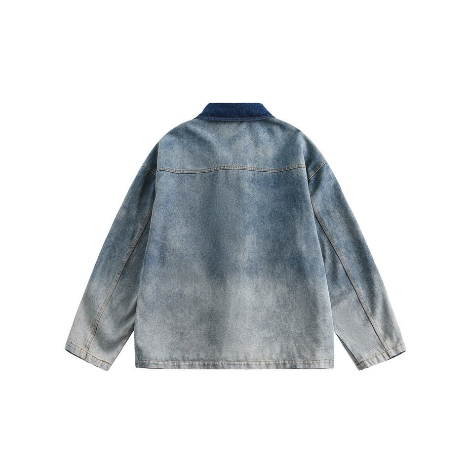 Patchwork Toggle Denim Chambray Jacket on Sale - Men's and Women's Long Sleeve Vintage Style - Seakoff