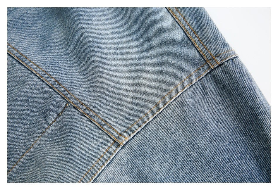 Patchwork Toggle Denim Chambray Jacket on Sale - Men's and Women's Long Sleeve Vintage Style - Seakoff