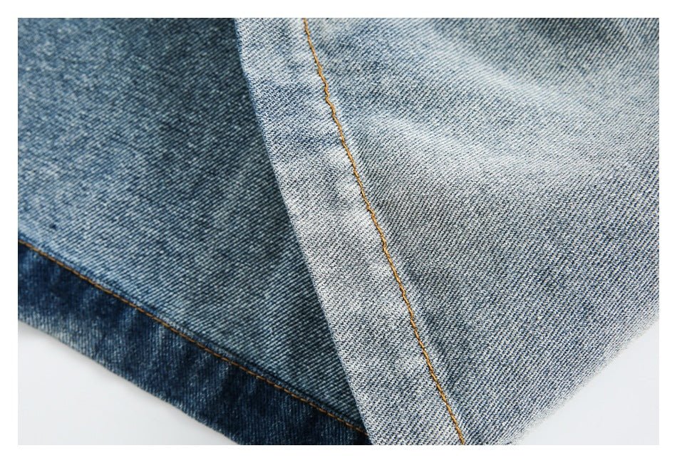 Patchwork Toggle Denim Chambray Jacket on Sale - Men's and Women's Long Sleeve Vintage Style - Seakoff
