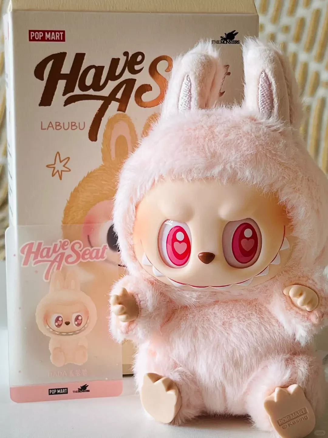 Pop Mart Labubu Dadda Doll Keychain - Juguete coleccionable de Bunny Pink Edition Limited