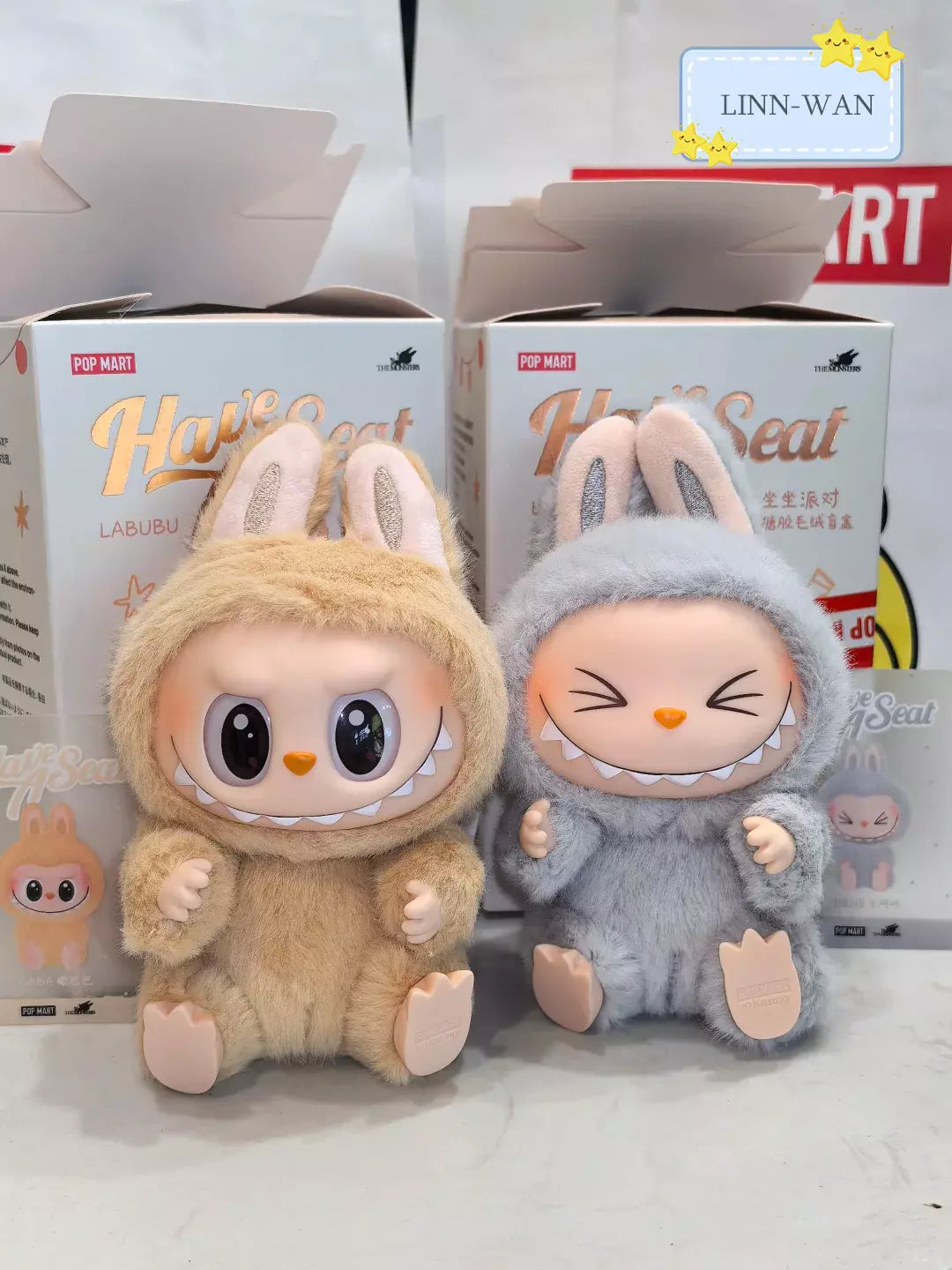 Pop Mart Labubu хе -хе -хе -чашер - ограниченная серия Grey Bunny Collectable Toy