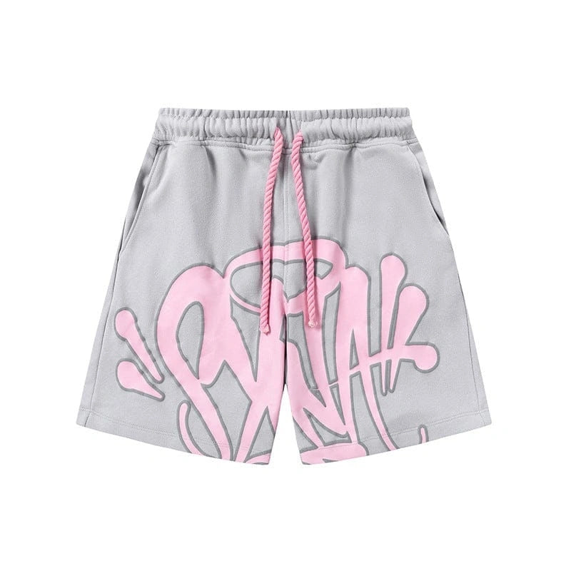Syna World Grey Pink Graffiti Graphic Print Sweat Shorts