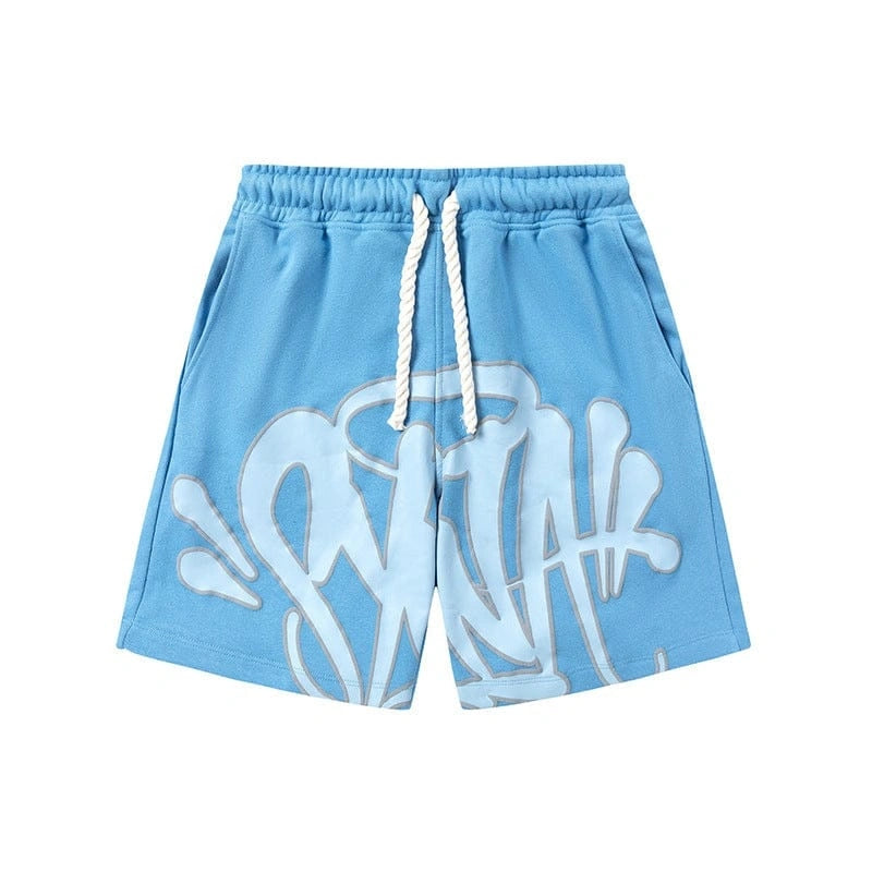 Syna World Blue Graffiti Logo Print Sweat Shorts