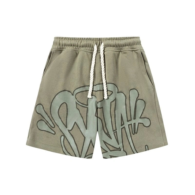 Syna World Graffiti Graphic Print Olive Green Shorts
