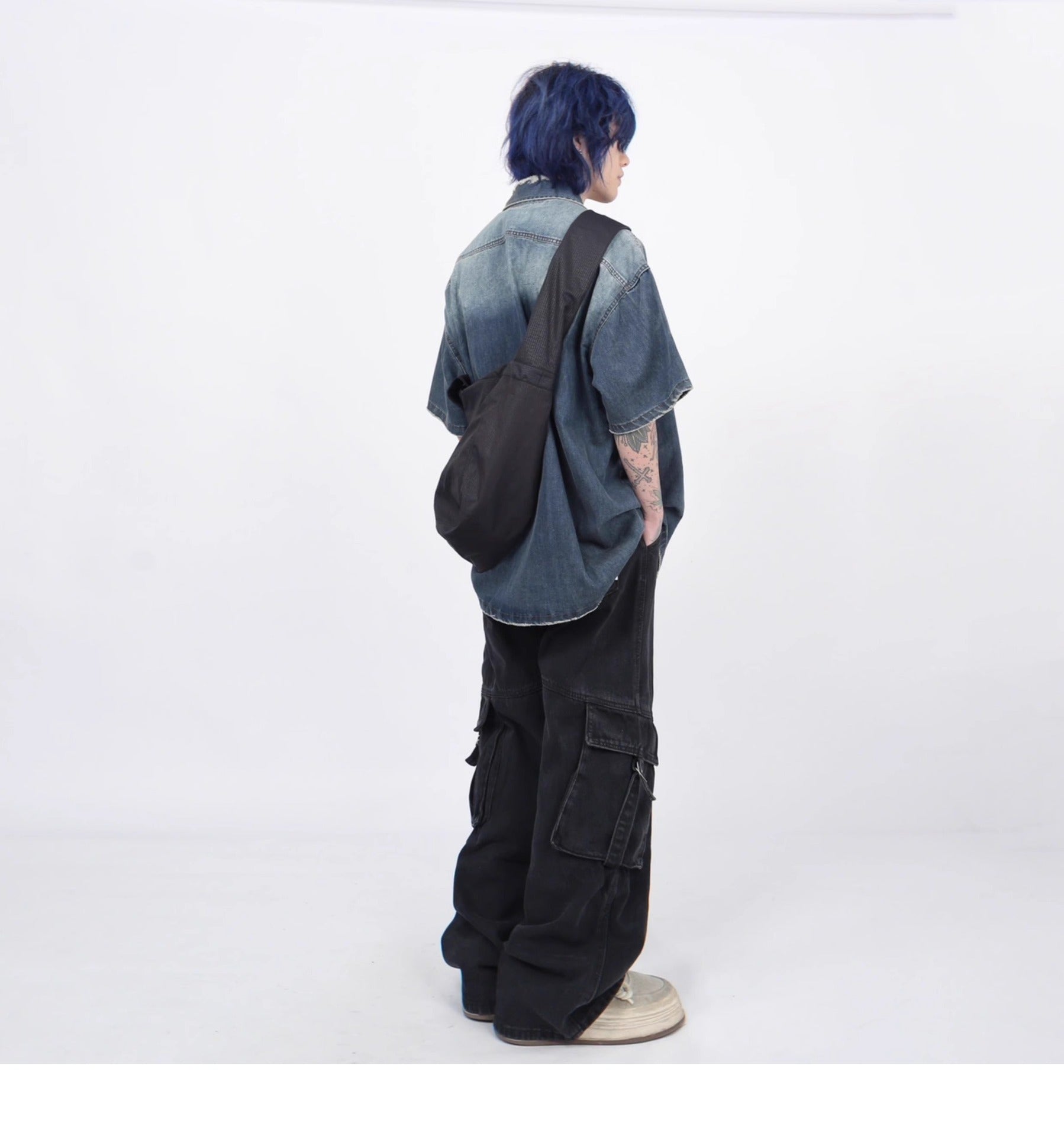 Shop Gradient Denim Chambray Shirt on Sale - Men's and Women's Short Sleeve Casual Style - Seakoff