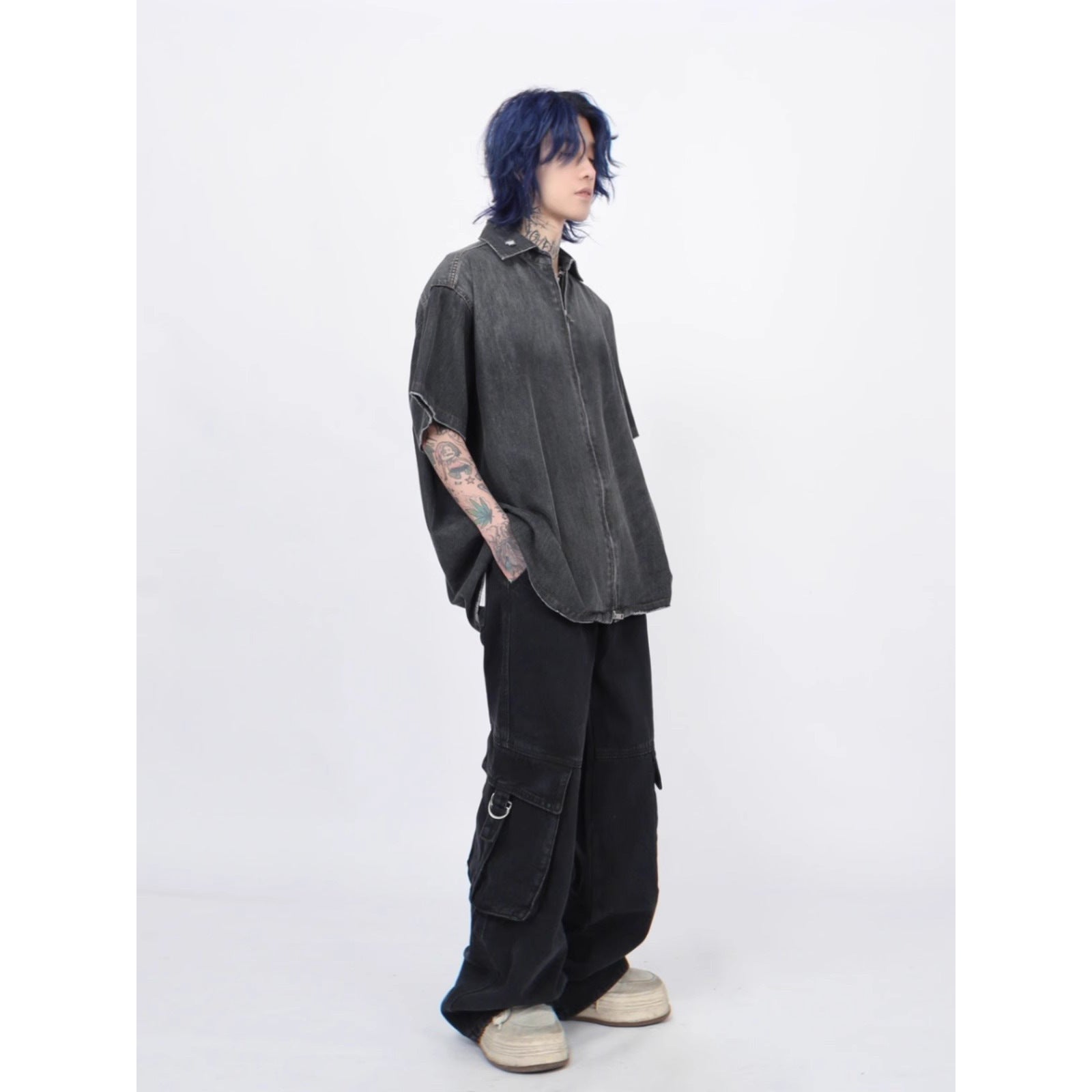 Shop Gradient Denim Chambray Shirt on Sale - Men's and Women's Short Sleeve Casual Style - Seakoff