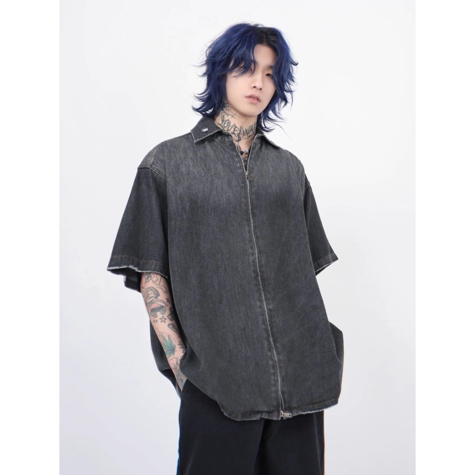 Shop Gradient Denim Chambray Shirt on Sale - Men's and Women's Short Sleeve Casual Style - Seakoff