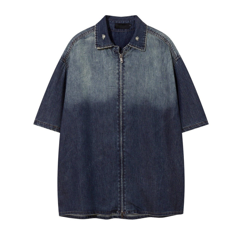 Shop Gradient Denim Chambray Shirt on Sale - Men's and Women's Short Sleeve Casual Style - Seakoff