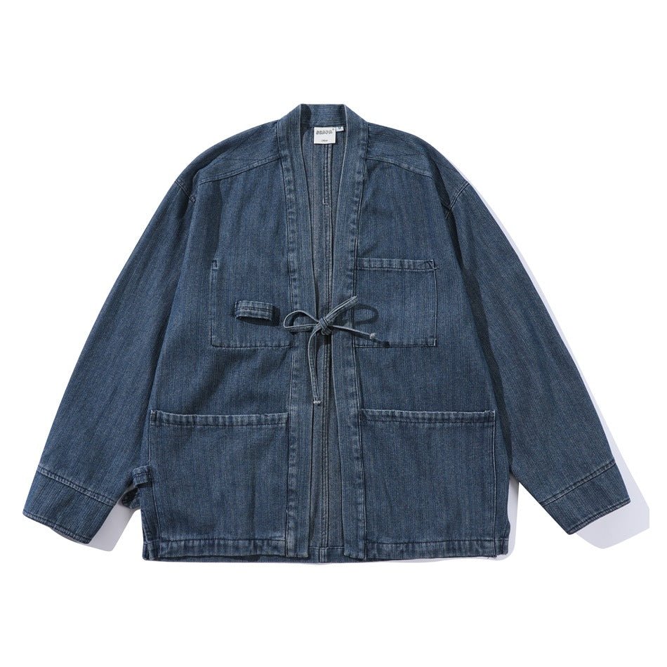 Shop Tie - Front Denim Chambray Jacket on Sale - Men's and Women's Long Sleeve Vintage Style - Seakoff