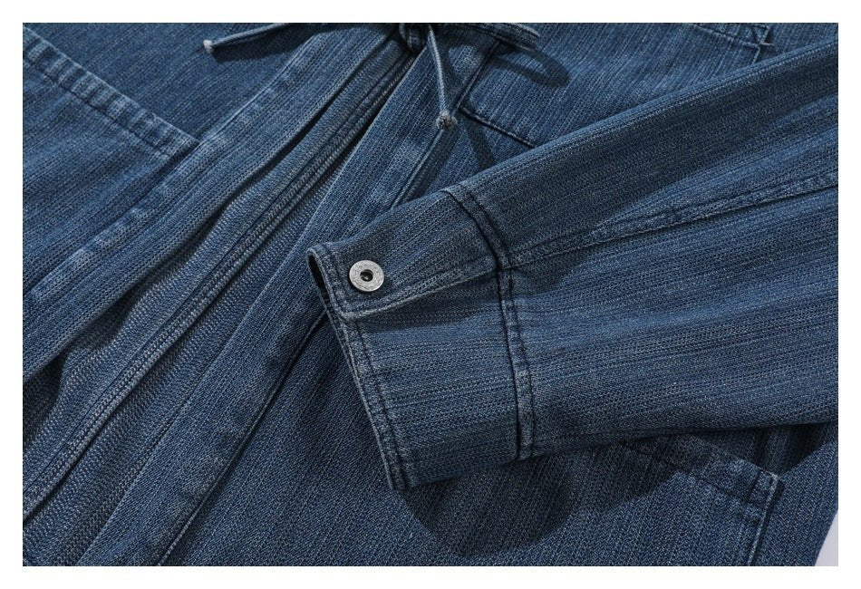 Shop Tie - Front Denim Chambray Jacket on Sale - Men's and Women's Long Sleeve Vintage Style - Seakoff