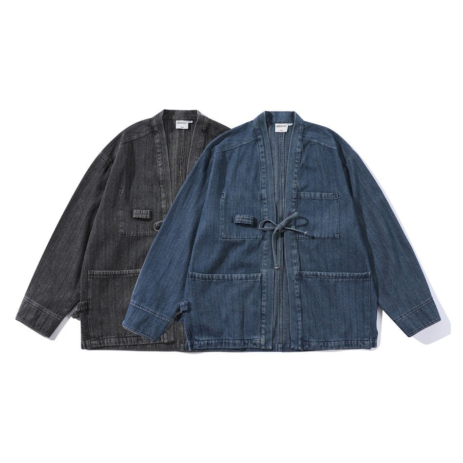 Shop Tie - Front Denim Chambray Jacket on Sale - Men's and Women's Long Sleeve Vintage Style - Seakoff