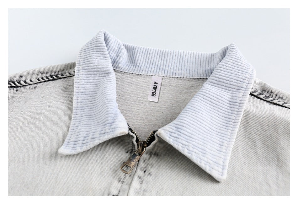 Shop Unique Panda Print Denim Chambray Jacket on Sale - Men's and Women's Long Sleeve Vintage Style - Seakoff
