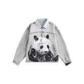 Shop Unique Panda Print Denim Chambray Jacket on Sale - Men&