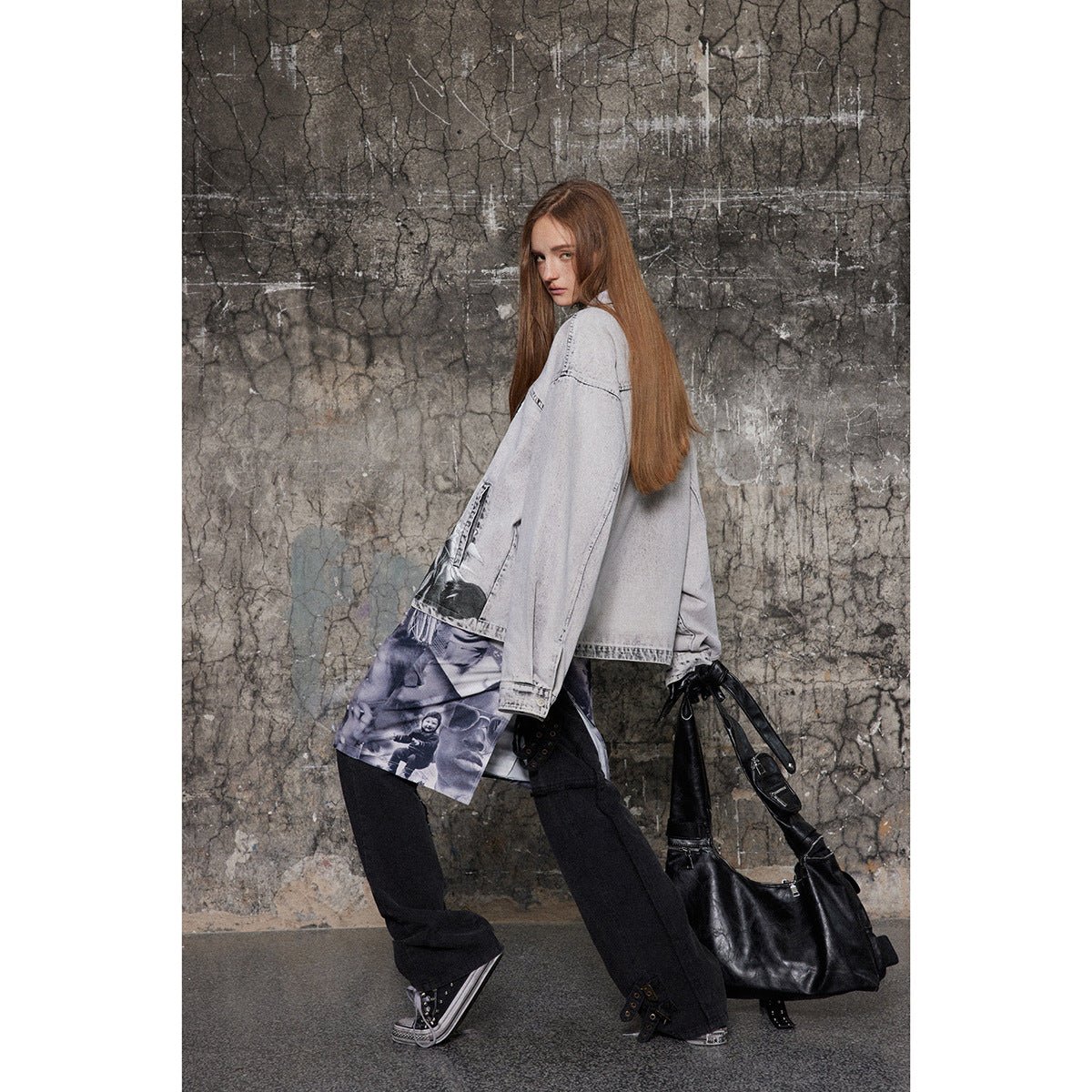 Shop Unique Panda Print Denim Chambray Jacket on Sale - Men's and Women's Long Sleeve Vintage Style - Seakoff