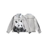 Shop Unique Panda Print Denim Chambray Jacket on Sale - Men&