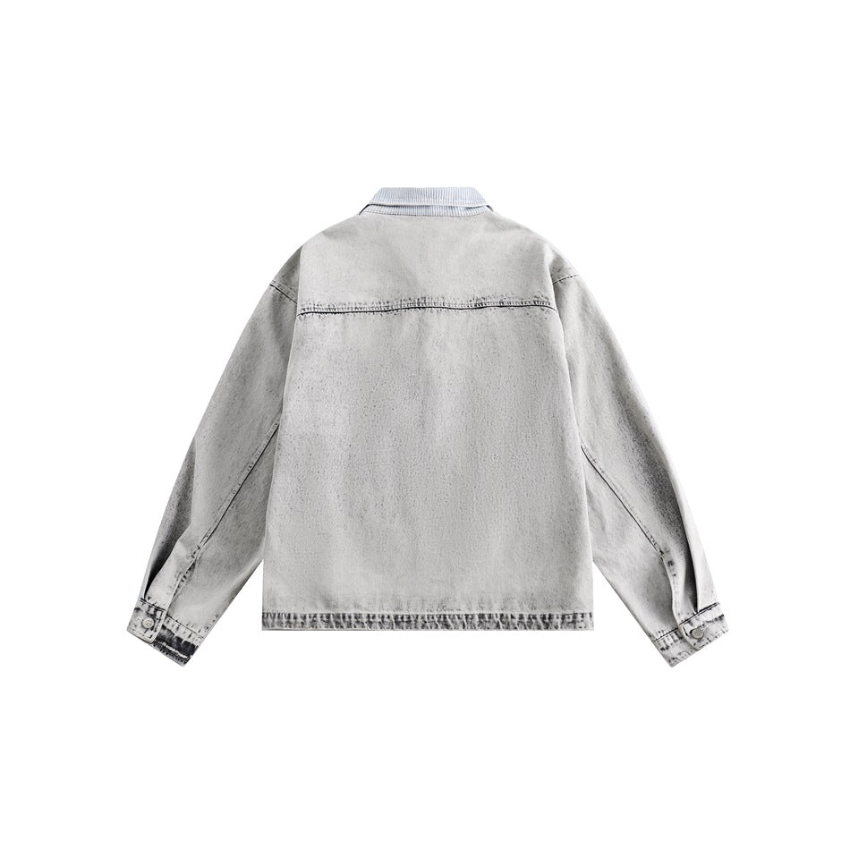 Shop Unique Panda Print Denim Chambray Jacket on Sale - Men's and Women's Long Sleeve Vintage Style - Seakoff