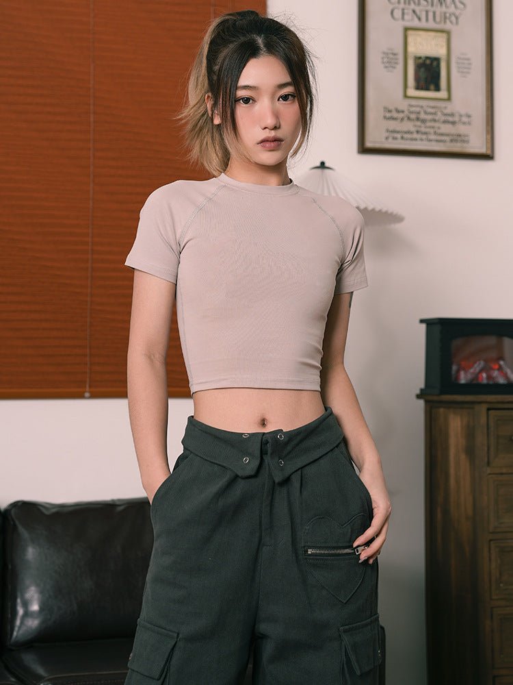 Solid Color Crop Tee - Seakoff