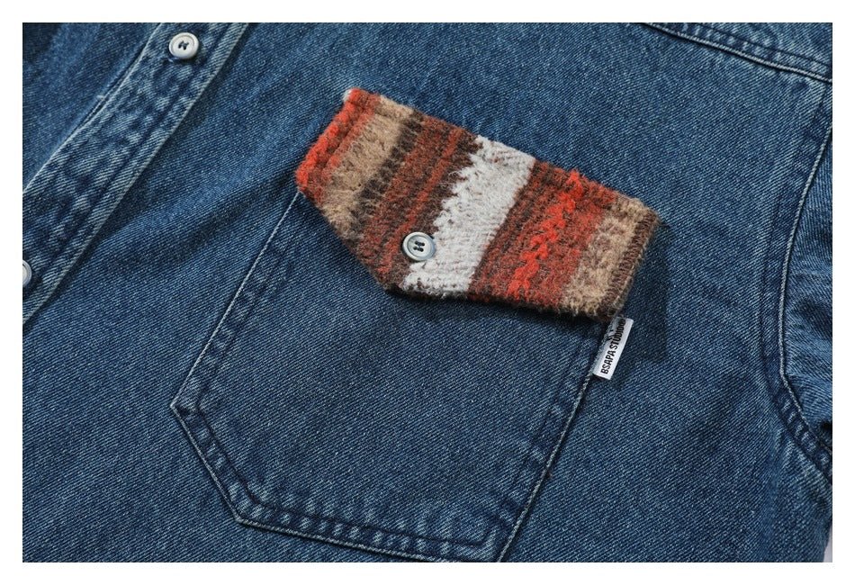 Southwestern Pocket Denim Chambray Shirt on Sale - Men's and Women's Long Sleeve Rustic Style - Seakoff