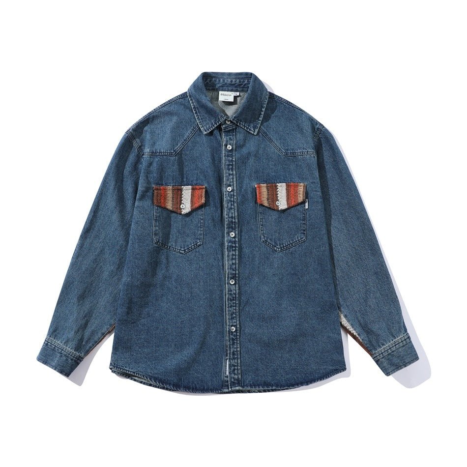 Southwestern Pocket Denim Chambray Shirt on Sale - Men's and Women's Long Sleeve Rustic Style - Seakoff