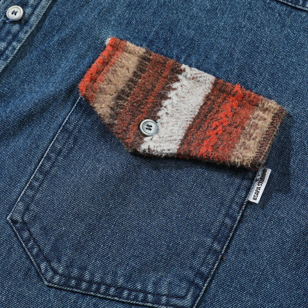 Southwestern Pocket Denim Chambray Shirt on Sale - Men's and Women's Long Sleeve Rustic Style - Seakoff