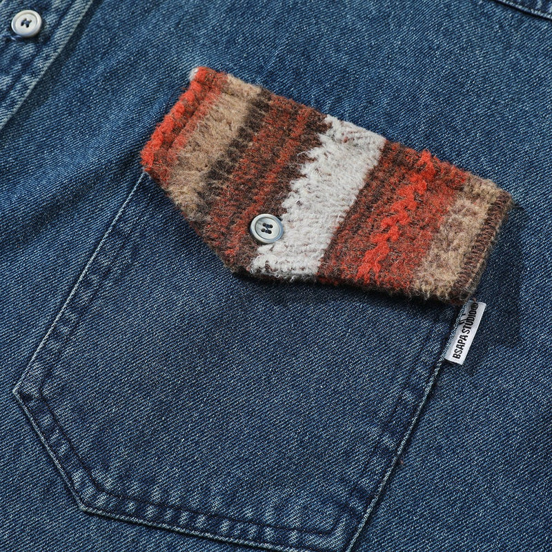 Southwestern Pocket Denim Chambray Shirt on Sale - Men's and Women's Long Sleeve Rustic Style - Seakoff