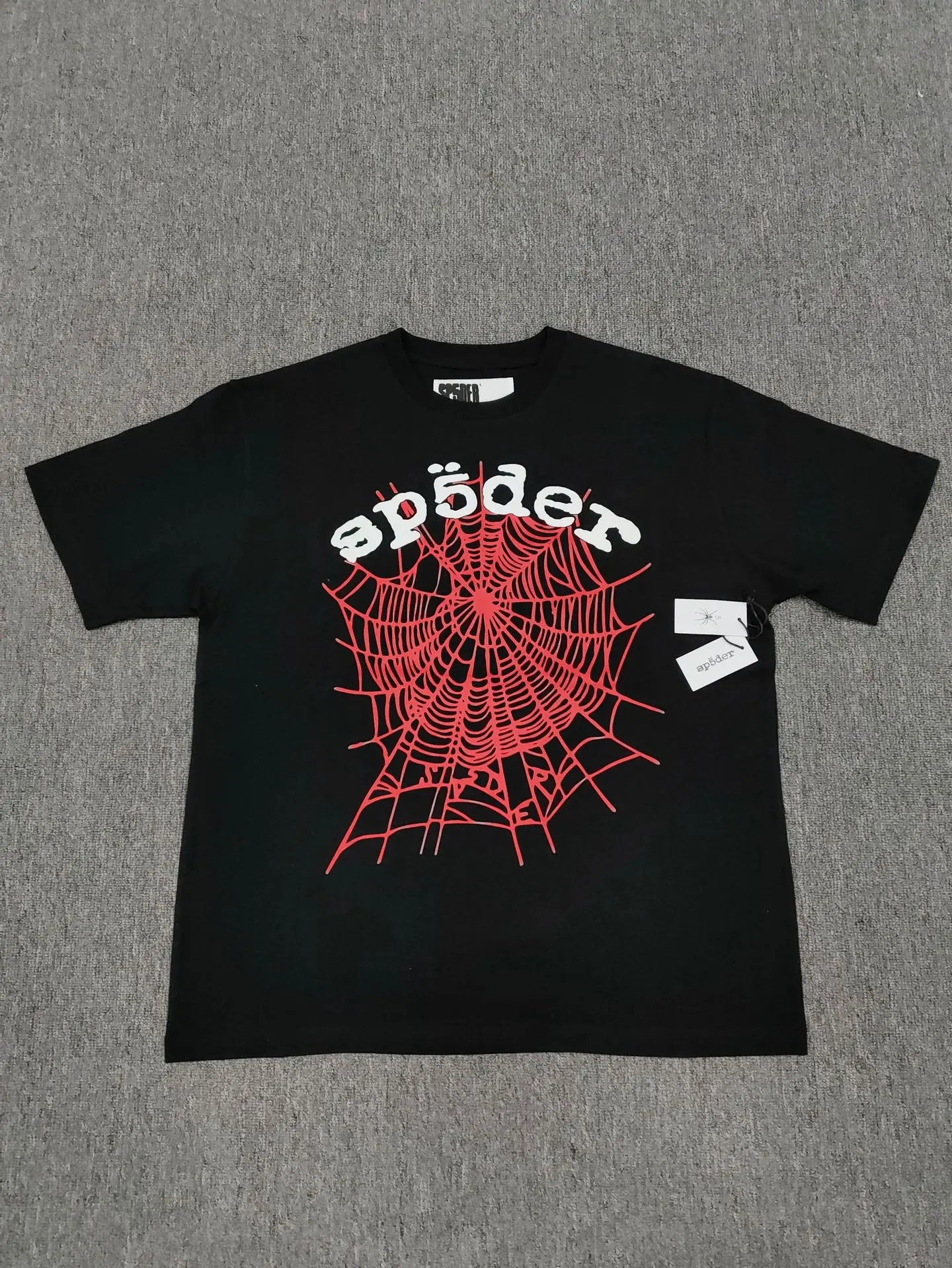 Sp5der Black Spider Web Graphic Cotton T-Shirt