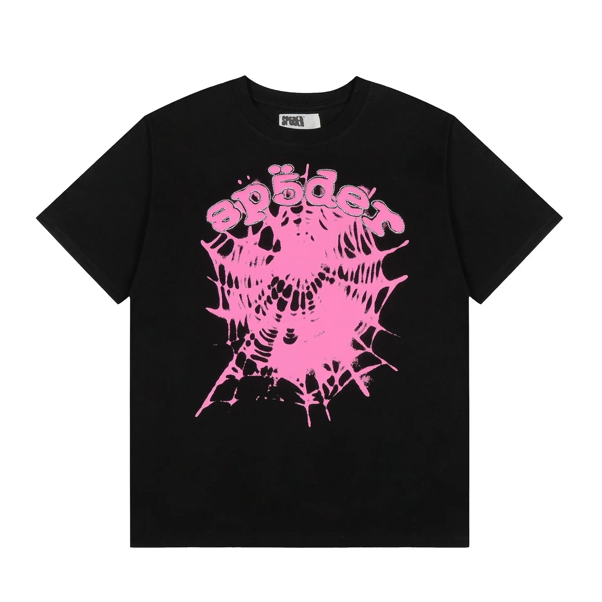 Sp5der Black Spider Web Graphic Cotton T-Shirt
