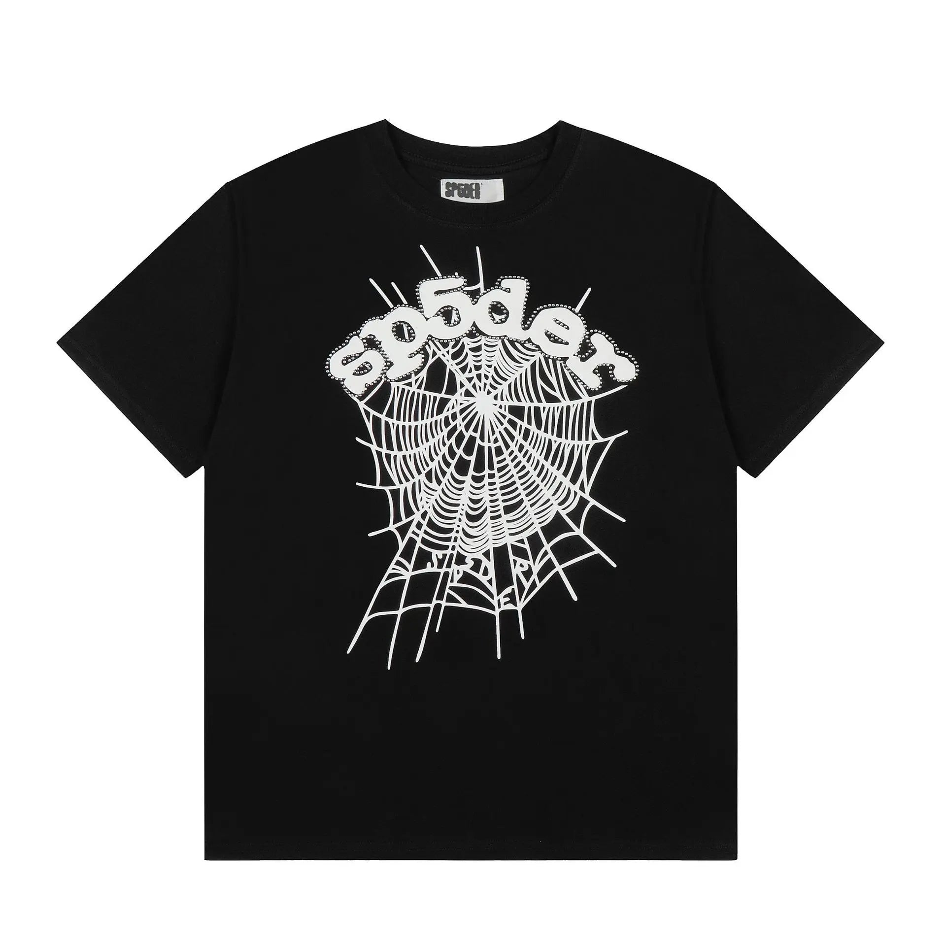 Sp5der Black Spider Web Graphic Cotton T-Shirt
