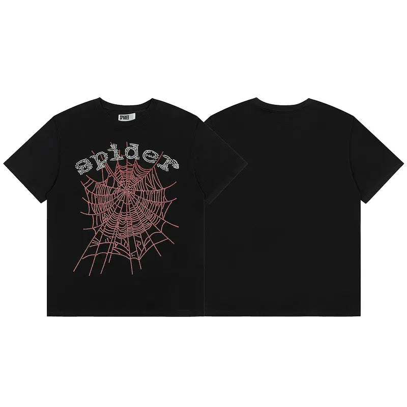 Sp5der Black Spider Web Graphic Cotton T-Shirt