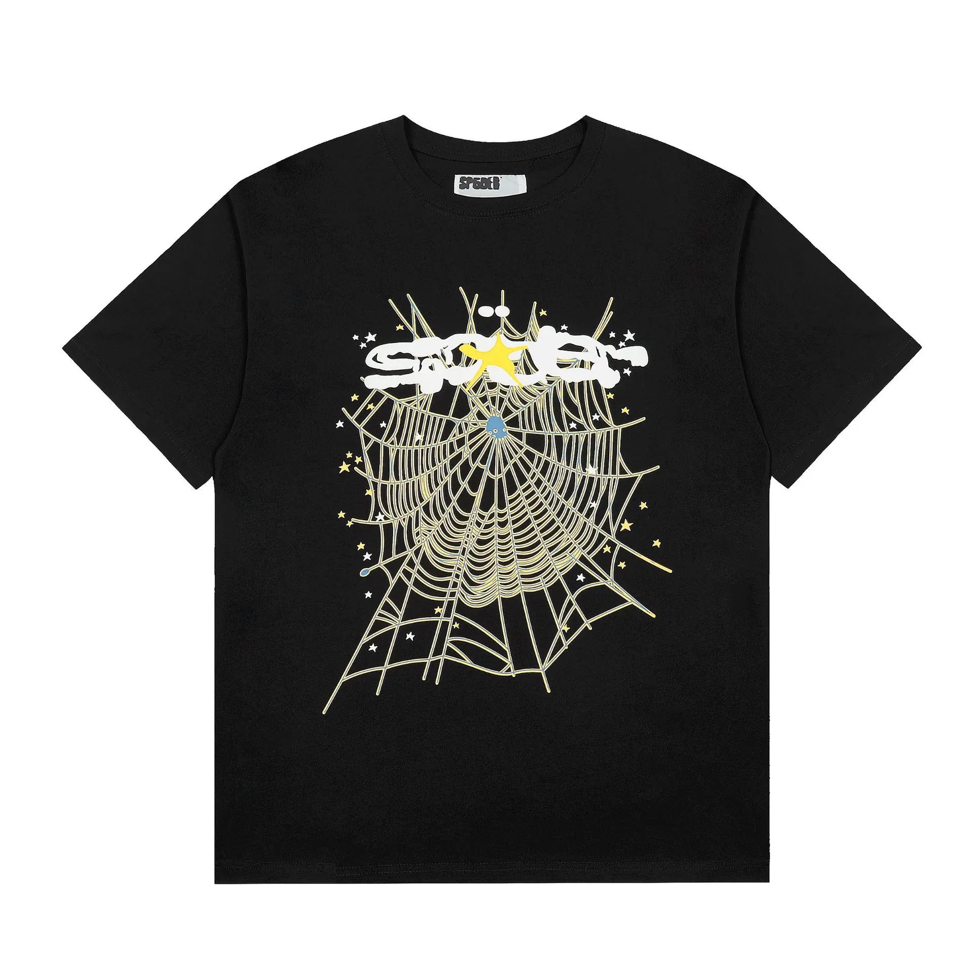 Sp5der Black Spider Web Graphic Cotton T-Shirt