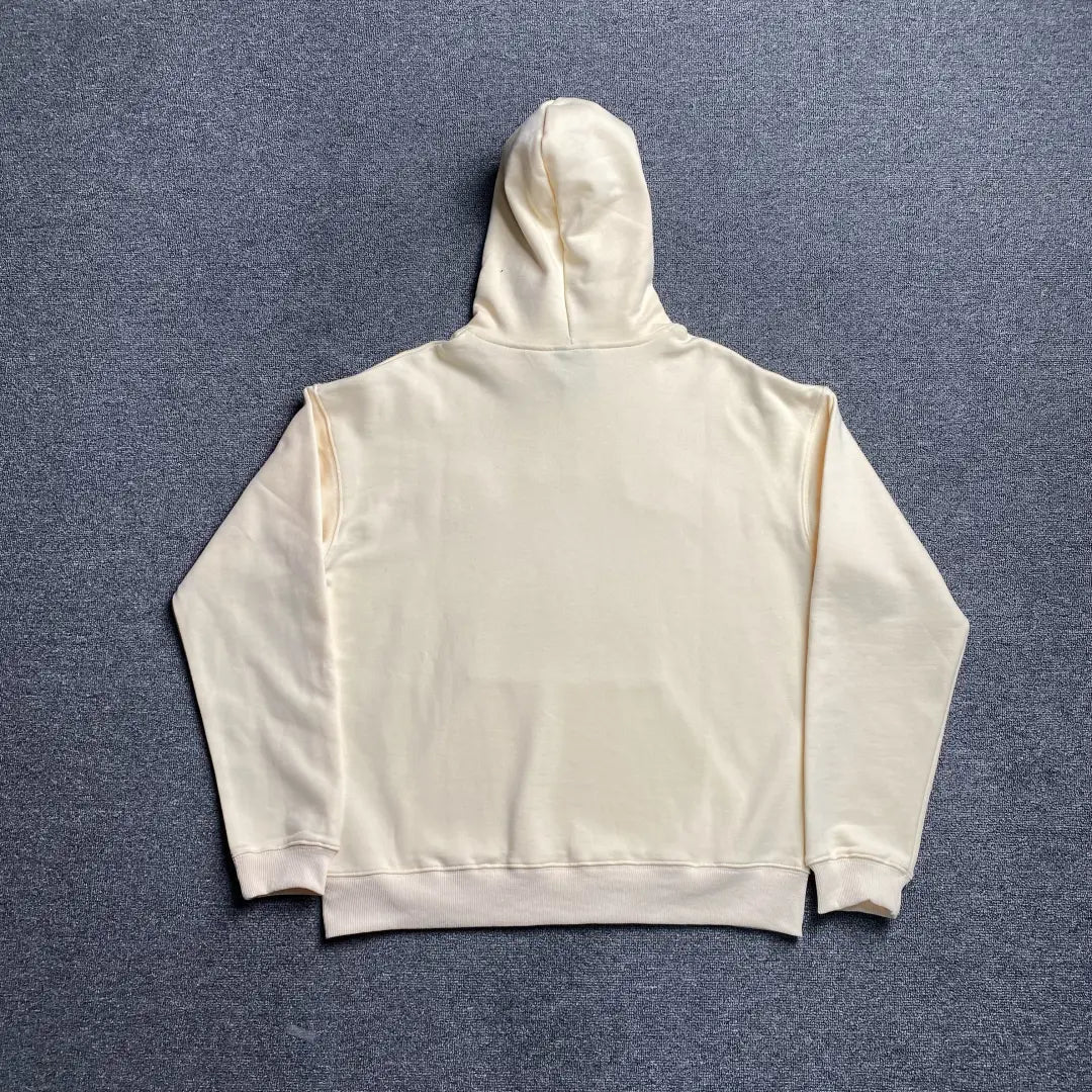 Creme Beige Sp5der Web Classic Hoodie 440GSM – Creme Spider Hoodie Rot Web Print