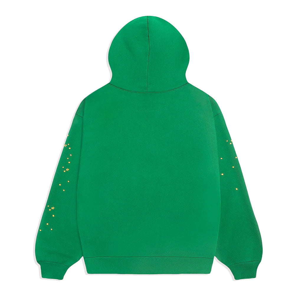 Sp5der Web Hoodie – Emerald Green &amp; Yellow 440GSM Heavyweight Oversized Streetwear Pullover